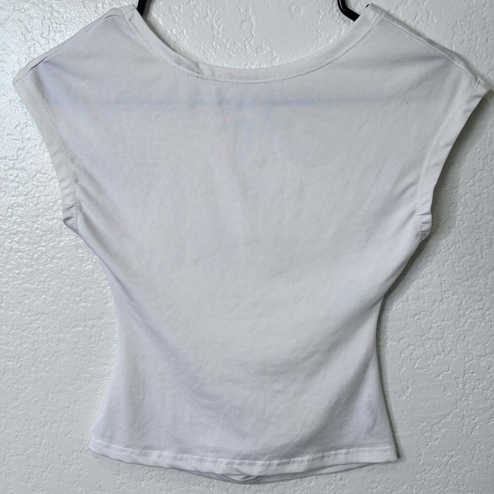 White Open Back Cap-Sleeve Top - XS